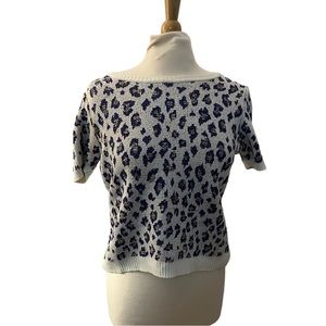 Coohem Yonetomi Tweed short sleeve cheetah sweater vintage